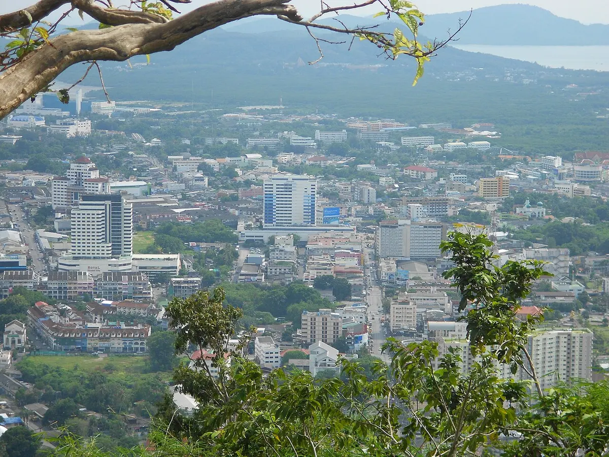 Phuket Town viewed from the hills